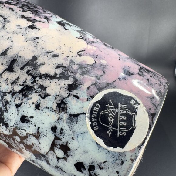 Harris Potteries Chicago Vase Splatter Black Multicolor Glaze Rare Glaze 11inch - Picture 6 of 15